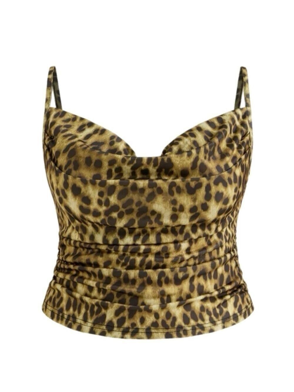 COWL NECK LEOPARD RUCHED CAMI TOP CURVE & PLUS NWT